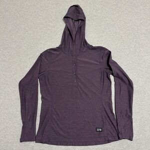 Mountain Hardwear Henley Hoodie Long Sleeve Heather Purple Womens Size Medium